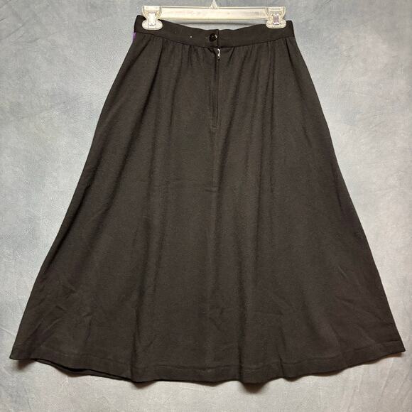 Vintage Giavanni Biagiotti Wool Skirt Leather Trim Y2K 80s Midi Witchy SZ 10 - Picture 2 of 14